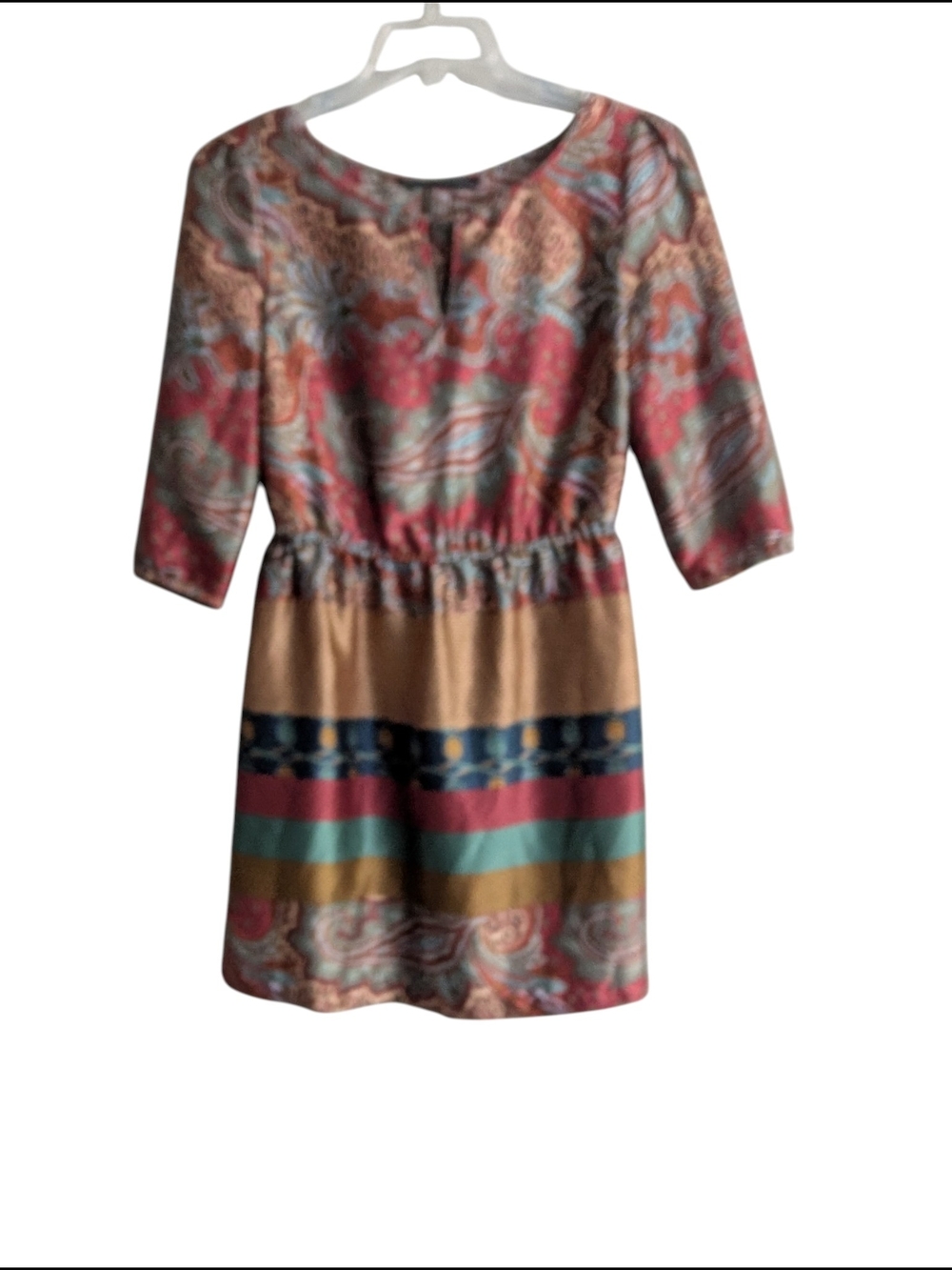 Zara Multicolor Paisley & Stripe Slinky Satin Sz.M